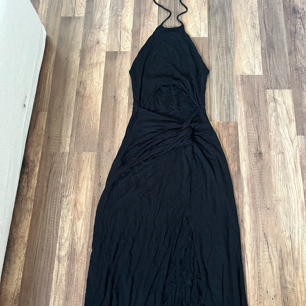 Lulu's Black Strapless Twist-Front Maxi Dress